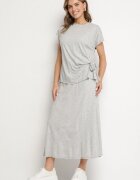 new collection Set Gri din Viscoză Fustă și Bluză cu Legătură Davissael