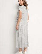 new collection Set Gri din Viscoză Fustă și Bluză cu Legătură Davissael
