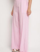 new collection Set Roz din Viscoză Pantaloni Largi și Bluză cu Volane Villimi
