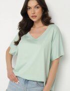 new collection Tricou Verde deschis din Vâscoză cu Croi Lăbat Liosma