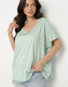 new collection Tricou Verde deschis din Vâscoză cu Croi Lăbat Liosma