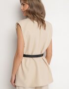 new collection Vestă bej de costum Oversize cu nasture și curea Melazi