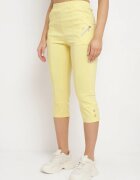 new fashion Pantaloni 3/4 Galbene cu Bandă Elastică în Talie și Fermoare Leazira