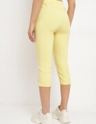 new fashion Pantaloni 3/4 Galbene cu Bandă Elastică în Talie și Fermoare Leazira