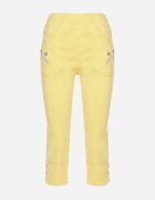new fashion Pantaloni 3/4 Galbene cu Bandă Elastică în Talie și Fermoare Leazira
