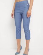 new fashion Pantaloni Albaștri trei sferturi cu elastic în talie și legătură Cidasara