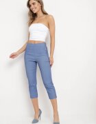 new fashion Pantaloni Albaștri trei sferturi cu elastic în talie și legătură Cidasara