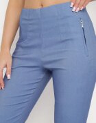 new fashion Pantaloni Albaștri trei sferturi cu elastic în talie și legătură Cidasara