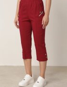 new fashion Pantaloni Bordo 3/4 cu elastic în talie și Fermoare Leazira