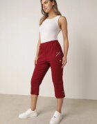 new fashion Pantaloni Bordo 3/4 cu elastic în talie și Fermoare Leazira