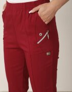 new fashion Pantaloni Bordo 3/4 cu elastic în talie și Fermoare Leazira