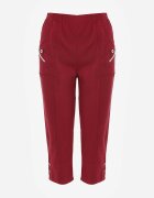 new fashion Pantaloni Bordo 3/4 cu elastic în talie și Fermoare Leazira
