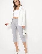 new fashion Pantaloni Gri de lungime 3/4 cu bandă elastică în talie și cu legătură Cidasara