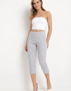 new fashion Pantaloni Gri de lungime 3/4 cu bandă elastică în talie și cu legătură Cidasara