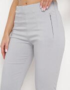 new fashion Pantaloni Gri de lungime 3/4 cu bandă elastică în talie și cu legătură Cidasara