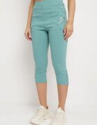 new fashion Pantaloni Menta 3/4 cu Bandă Elastică în Talie și Fermoare Leazira