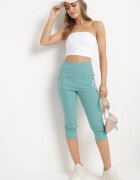 new fashion Pantaloni Menta 3/4 cu Bandă Elastică în Talie și Fermoare Leazira