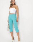 new fashion Pantaloni Mentă 3/4 cu talie elastică și legătură Cidasara