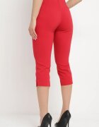 new fashion Pantaloni Roșii 3/4 cu bandă elastică în talie și șnur Cidasara