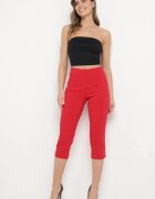 new fashion Pantaloni Roșii 3/4 cu bandă elastică în talie și șnur Cidasara