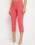 new fashion Pantaloni roz lungime 3/4 cu talie elastică și șnur Cidasara
