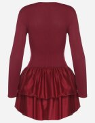 new fashion Rochie Cloș Bordeaux cu mânecă lungă și volan Reonaria
