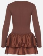 new fashion Rochie Maro Evazată cu Mânecă Lungă și Volan Reonaria