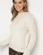 newstar Pulover bej deschis cu semiguler din vâscoză și modal și nasturi decorativi Etalisse