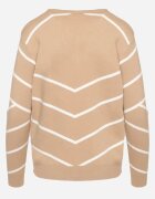 newstar Pulover Bej Închis cu Viscoză cu Model Geometric cu Decupaj în Formă de Inimă cu Zirconii Temilime