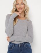 newstar Pulover Gri cu croială mulată din tricot reiat Marinesa