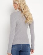 newstar Pulover Gri cu croială mulată din tricot reiat Marinesa