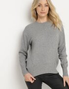 newstar Pulover Gri cu Modal și Viscoză Decorat cu Borduri Striate Heliti