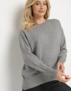 newstar Pulover Gri cu Modal și Viscoză Decorat cu Borduri Striate Heliti