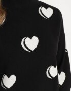 newstar Pulover Negru-Alb cu Modal și Viscoză cu Inimi Zeanita