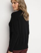 newstar Pulover Negru cu Modal și Viscoză Decorat cu Borduri elastice Heliti