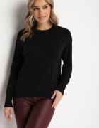 newstar Pulover Negru cu Modal și Viscoză Decorat cu Borduri elastice Heliti