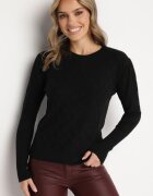 newstar Pulover Negru cu Viscoză Modal și Împletitură Decorativă Jaliti