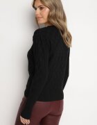 newstar Pulover Negru cu Viscoză Modal și Împletitură Decorativă Jaliti