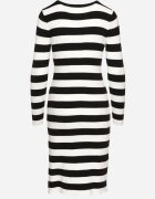 newstar Rochie Alb-Negru Tip pulover cu Modal și Viscoză cu Dungi Nalindira