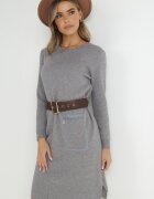 newstar Rochie Gri Dreaptă din Tricot Zammar