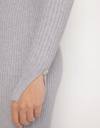 newstar Rochie Gri Striată Mulată cu Modal și Viscoză și Nasturi Decorativi Zeanilda
