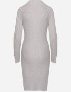newstar Rochie Gri Striată Mulată cu Modal și Viscoză și Nasturi Decorativi Zeanilda