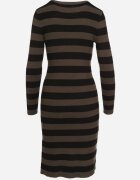 newstar Rochie Verde închis tricotată cu Modal și Viscoză Ornată cu Decupaj și Benzi Nalorine