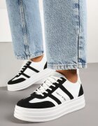 next step Adidași Alb-Negru în Stilul Tenișilor Clasici pe Platformă Asdisa
