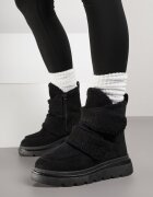 next step Botine Negre de Zăpadă pe Talpă Groasă Decorate cu Benzi Velcro Largi Amerria