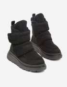 next step Botine Negre de Zăpadă pe Talpă Groasă Decorate cu Benzi Velcro Largi Amerria