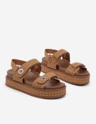 next step Sandale Maro deschis cu platformă cu barete velcro decorate cu nituri Caliren
