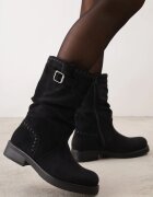 orena paris Botine casual cu cusături decorative și cataramă Mellegra Negre