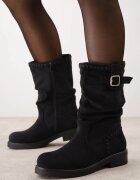 orena paris Botine casual cu cusături decorative și cataramă Mellegra Negre