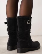 orena paris Botine casual cu cusături decorative și cataramă Mellegra Negre
